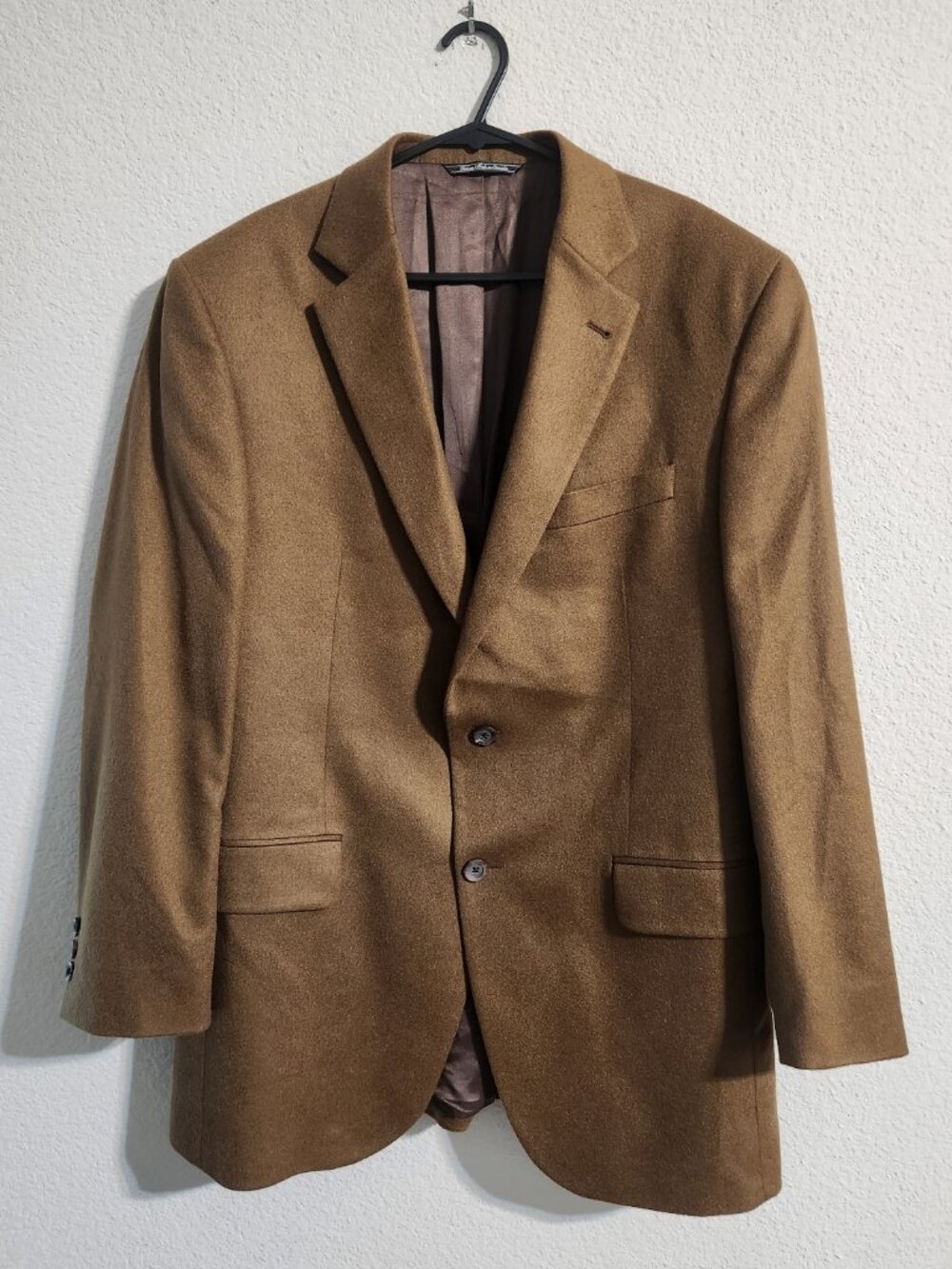 Men’s Cashmere Blazer 2-Button Camel Color Sports Jacket Made in Canada size 42R